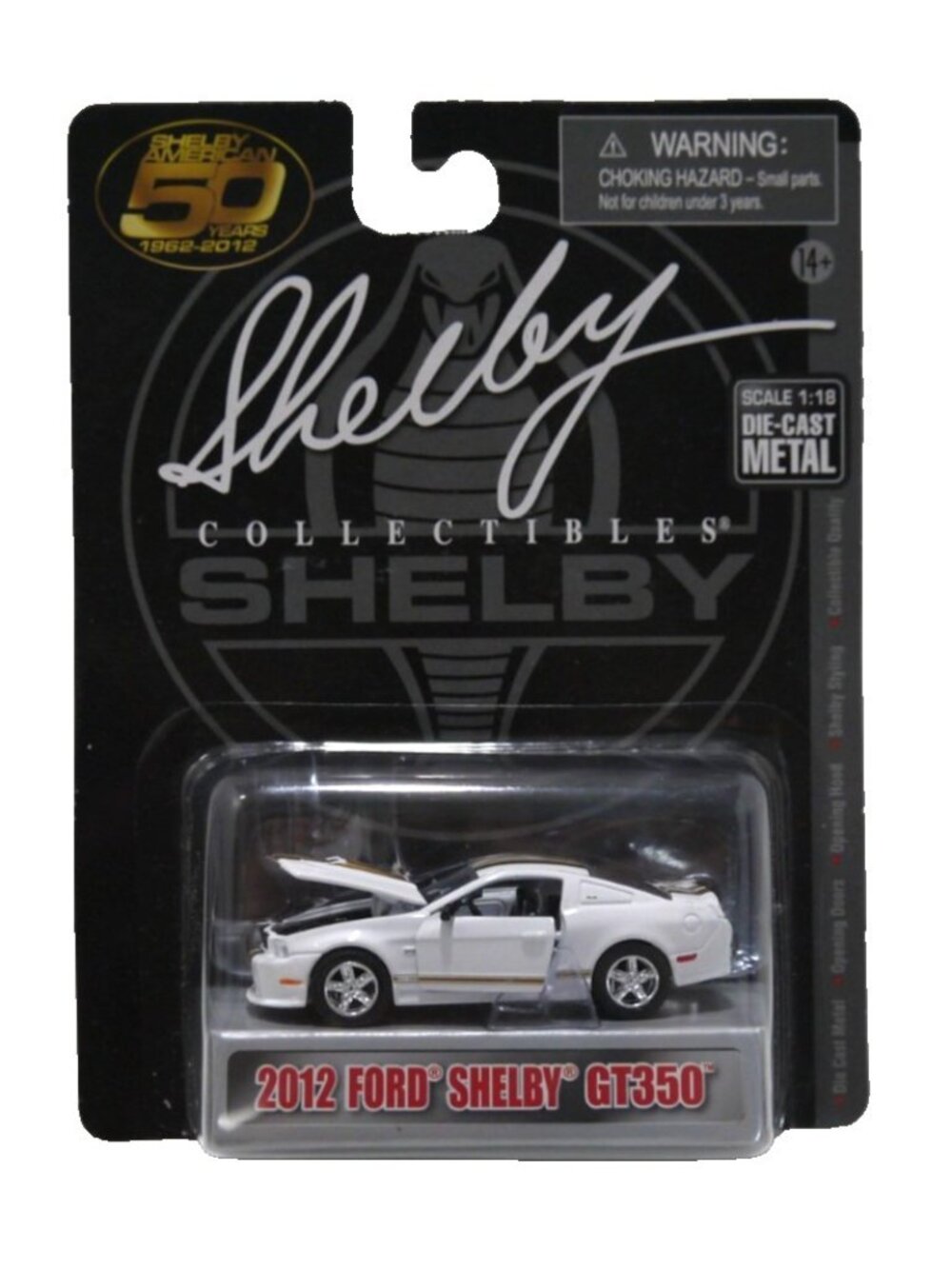 Shelby Collectibles 50th white 2012 Ford Shelby GT-350 diecast 1:18 car, New